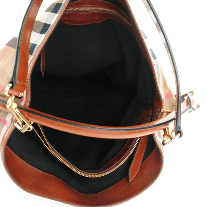 Burberry House Check Bridle Calfskin Medium Gosford Hobo Dark Tan 6 of 11