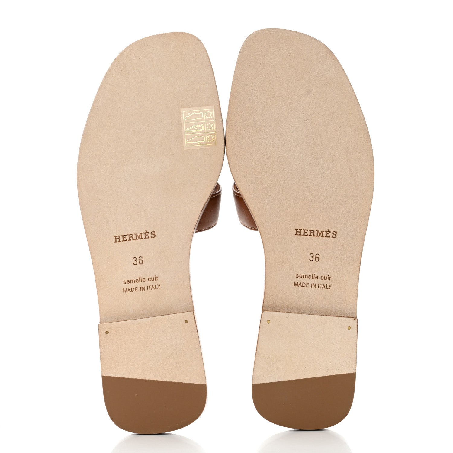 Hermes Box Calfskin Oran Sandals 36 Gold 5 of 9