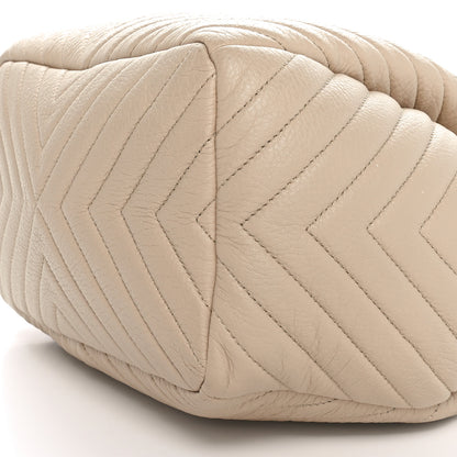 Chanel Deerskin Chevron Medium CC Chain Bucket Drawstring Bag Beige 10 of 10