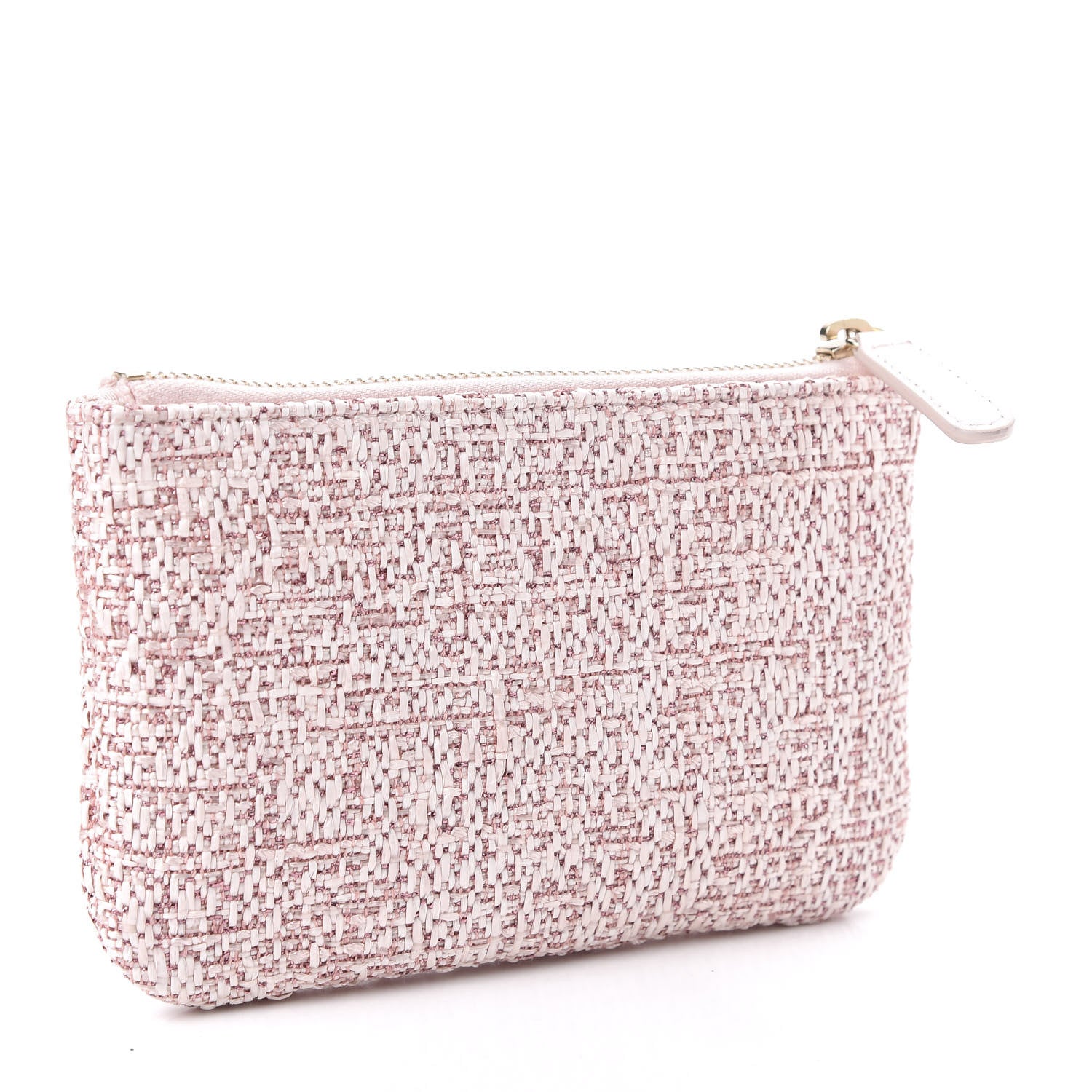 Chanel Woven Straw Raffia Deauville Cosmetic Pouch Pink 3 of 8