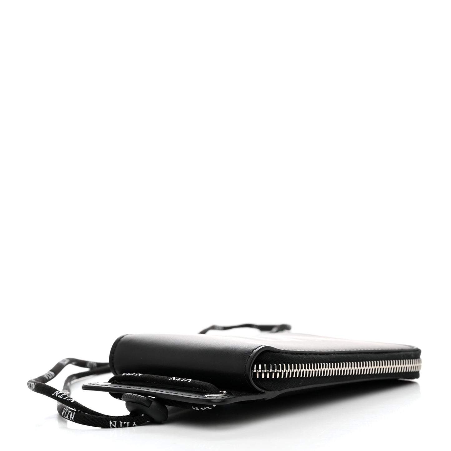 Calfskin VLTN Neck Strap Wallet Black