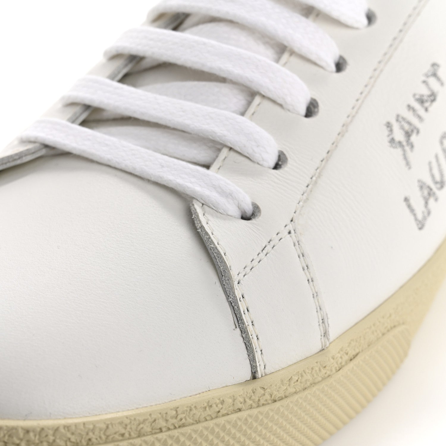 Saint Laurent Embroidered Court Classic Sneakers 37.5 Blanc Optique Argento 10 of 11