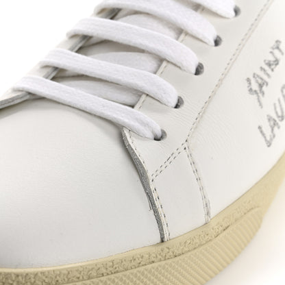 Saint Laurent Embroidered Court Classic Sneakers 37.5 Blanc Optique Argento 10 of 11