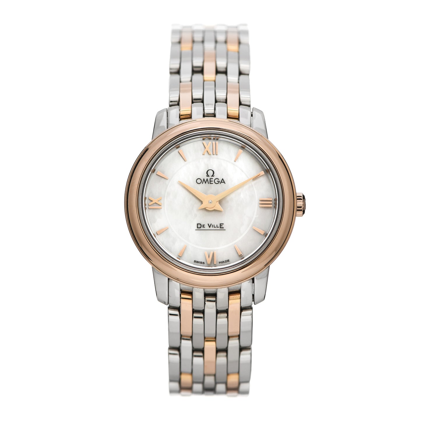 Stainless Steel 18K Red Gold Mother of Pearl 24mm De Ville Prestige Quartz Watch 424.20.24.60.05.002
