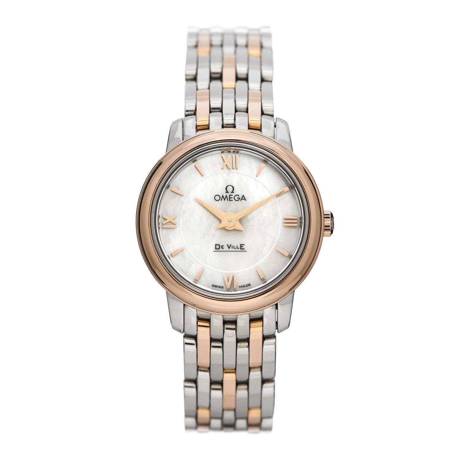 Omega Stainless Steel 18K Red Gold Mother of Pearl 24mm De Ville Prestige Quartz Watch 424.20.24.60.05.002 1 of 5