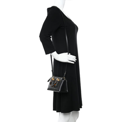 Fendi Vitello King Plexiglass Logo Embossed Mini By The Way Top Handle Boston Bag Black 2 of 10