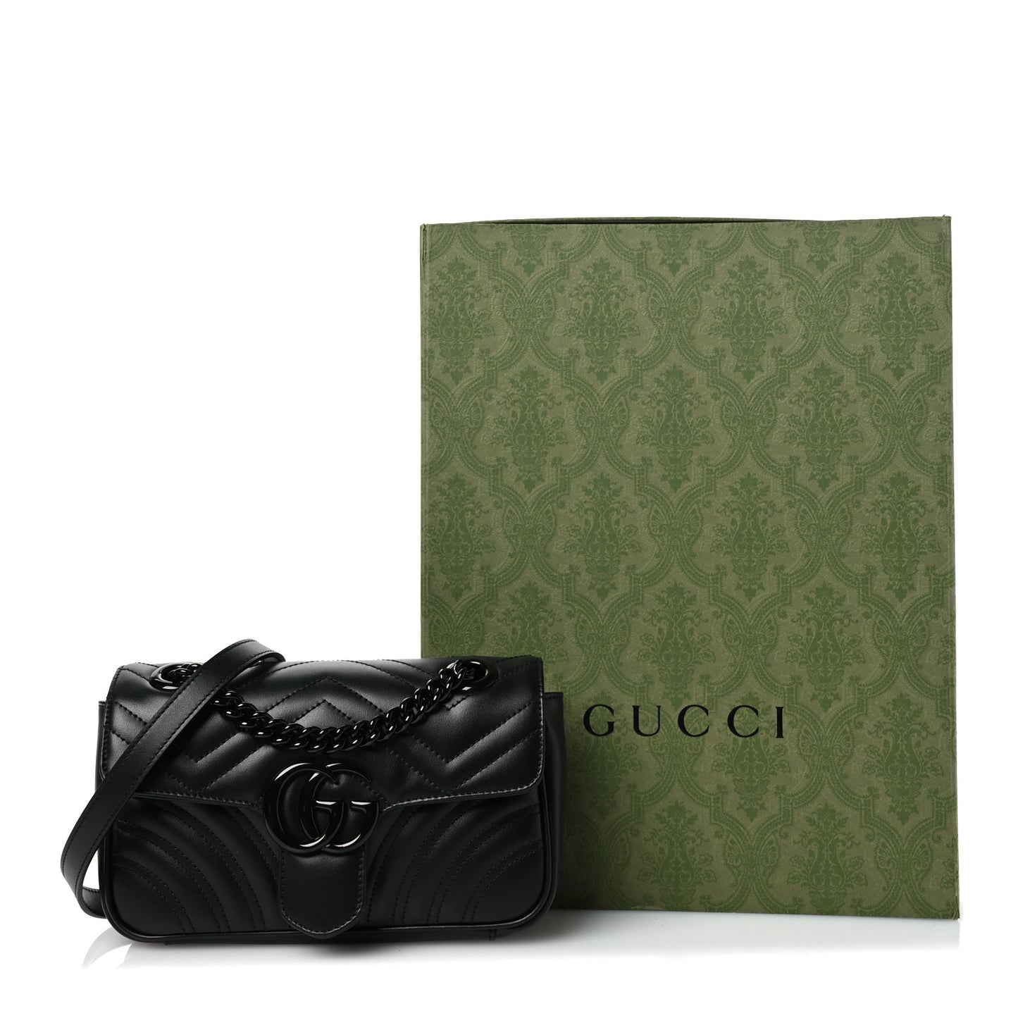 Calfskin Matelasse Monochrome Mini GG Marmont Shoulder Bag Black
