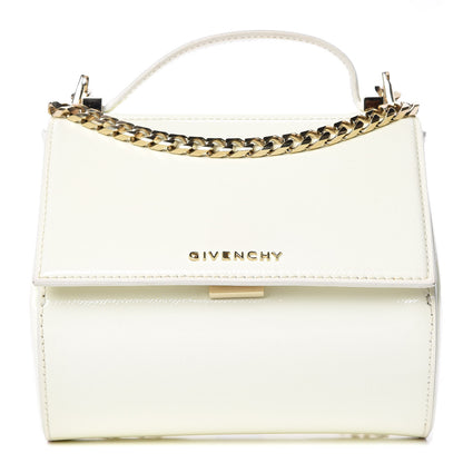 Givenchy Patent Calfskin Mini Pandora Box Chain Crossbody Bag White 1 of 10