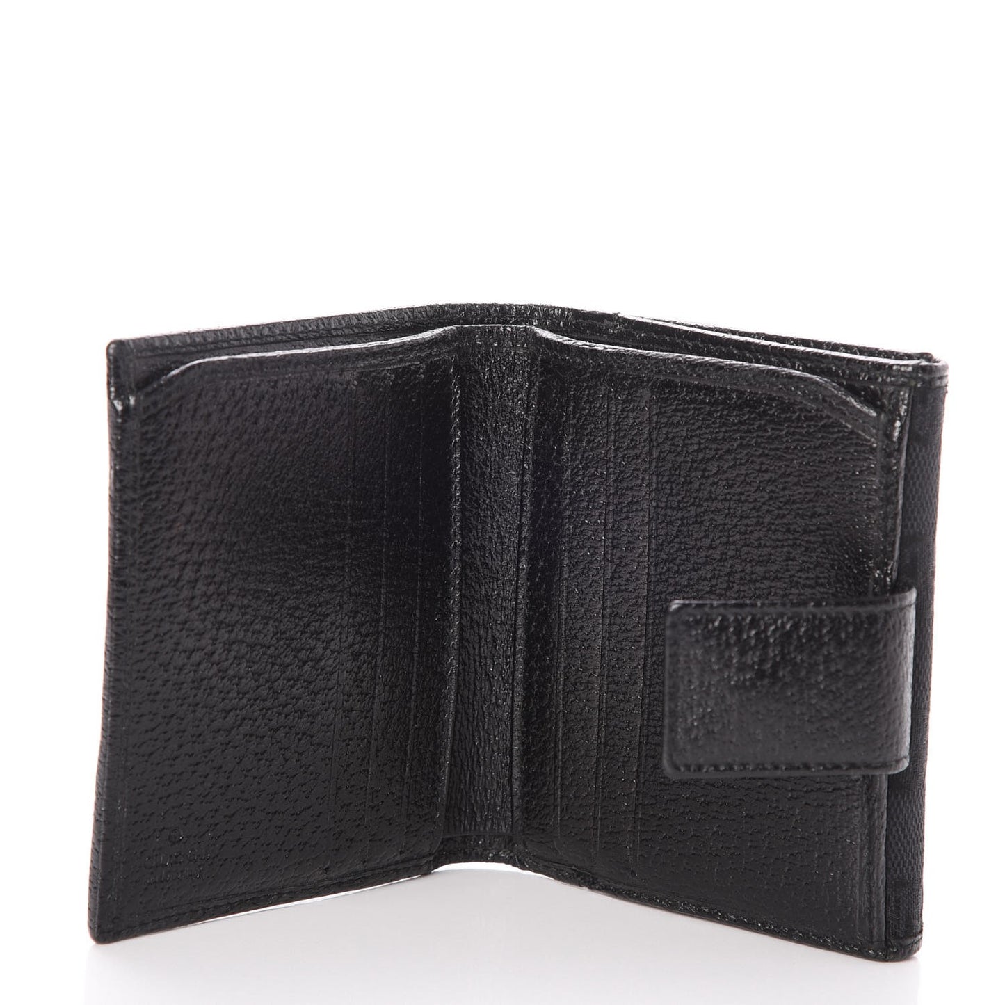 Monogram Textured Calfskin Metal Bar French Flap Wallet Black