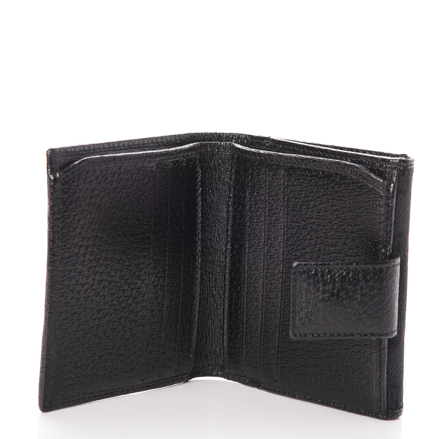 Gucci Monogram Textured Calfskin Metal Bar French Flap Wallet Black 5 of 8