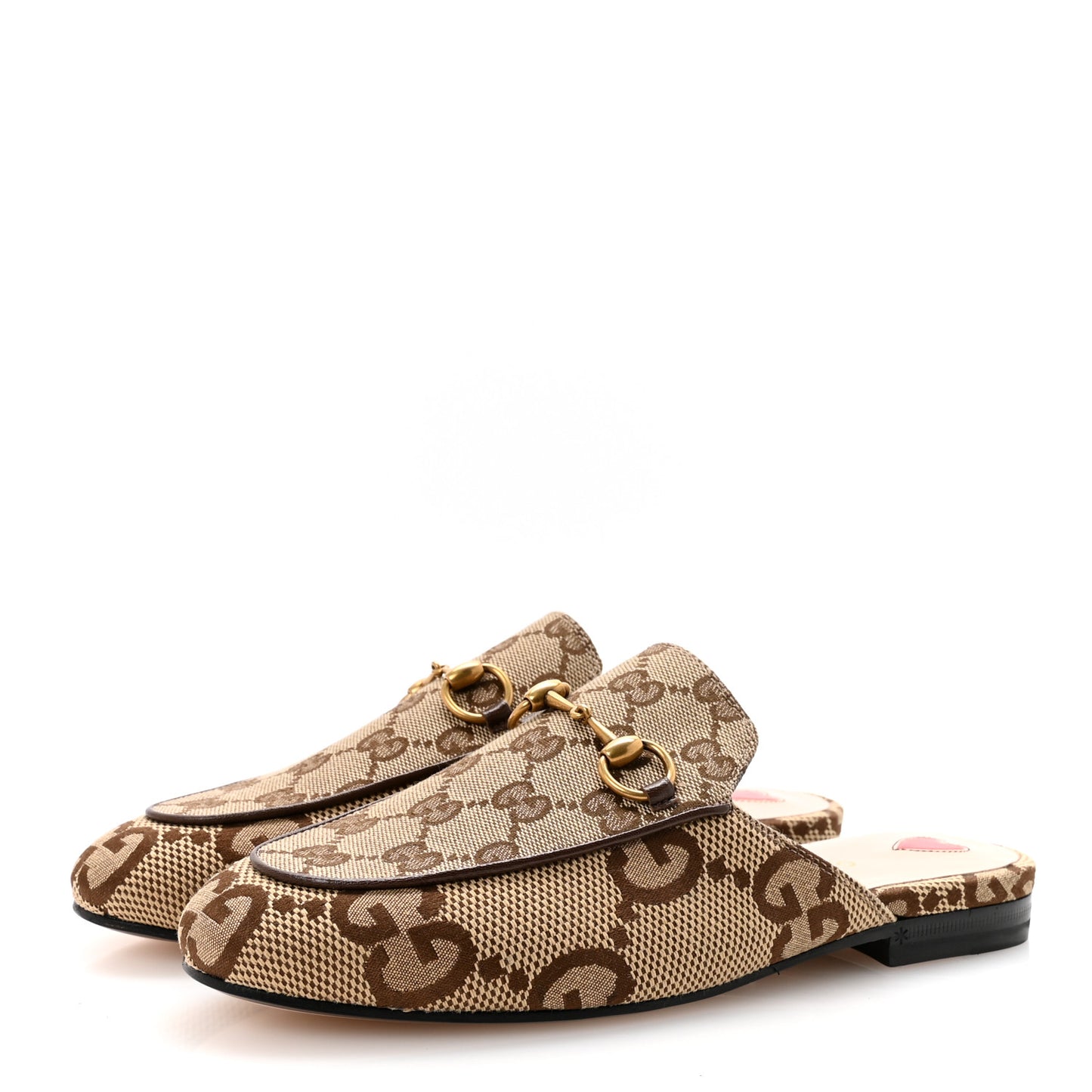 Monogram Jumbo GG Malaga Kid Womens Princetown Slippers 35.5 Camel Ebony New Acero Beige