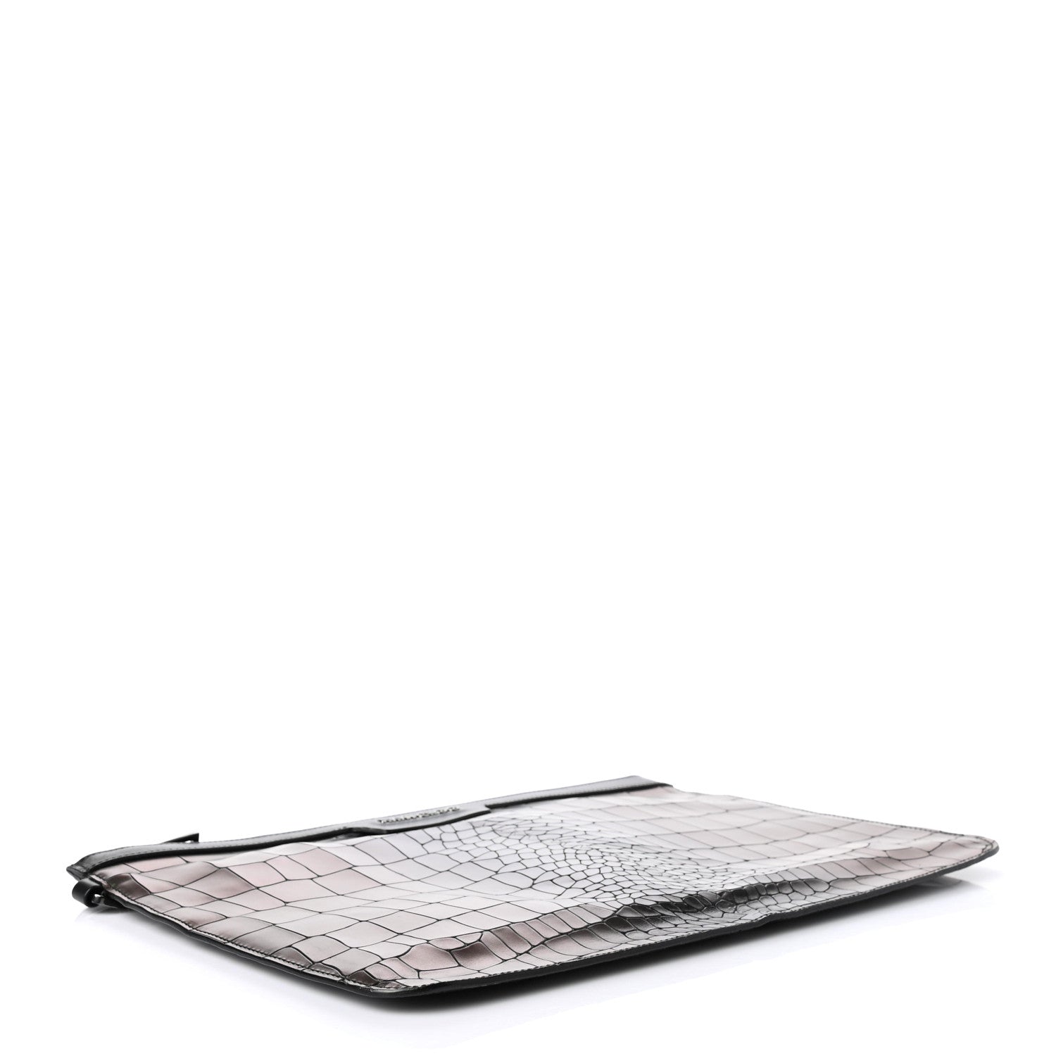 Jimmy Choo Metallic Crocodile Embossed Calfskin Derek Document Holder Evergreen 4 of 7