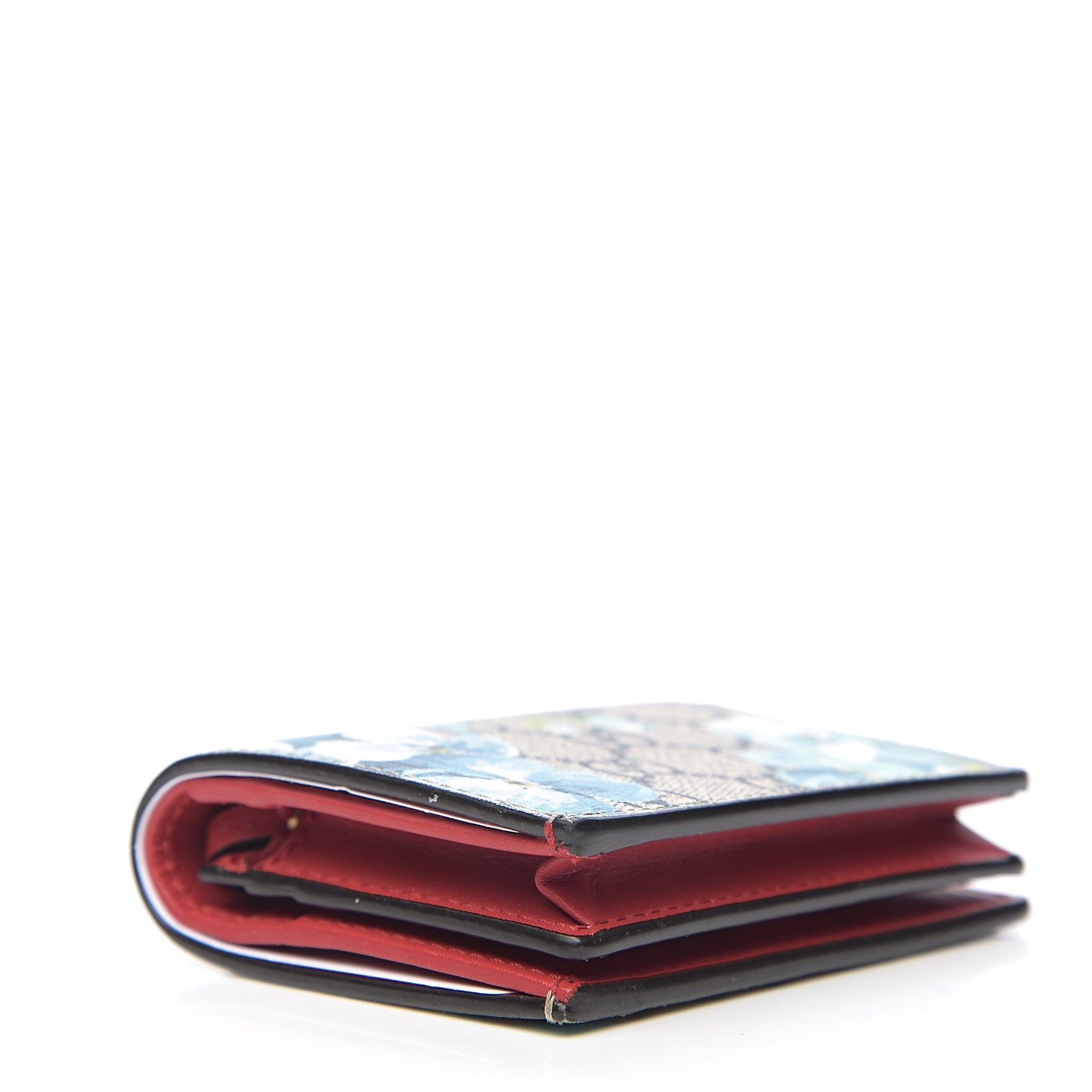 Gucci GG Supreme Monogram Blooms Card Case Wallet Beige Blue Navy Hibiscus Red 3 of 6