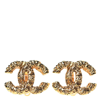 Chanel Textured CC Clip On Earrings Gold 1 of 5