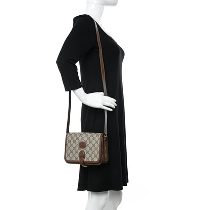 Gucci GG Supreme Monogram Azalea Calfskin Mini Retro Interlocking G Flap Shoulder Bag Beige Ebony Brown Sugar 2 of 9