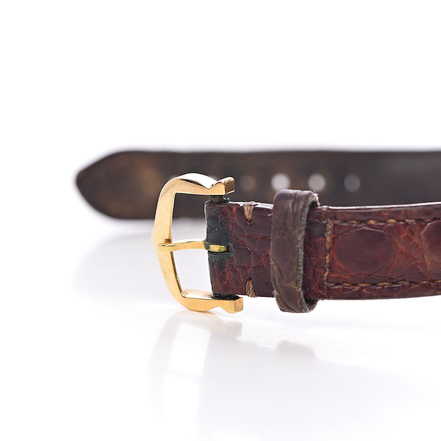 Cartier 18K Yellow Gold Alligator 20mm Ceinture Octagonal Quartz Watch Brown 10 of 12