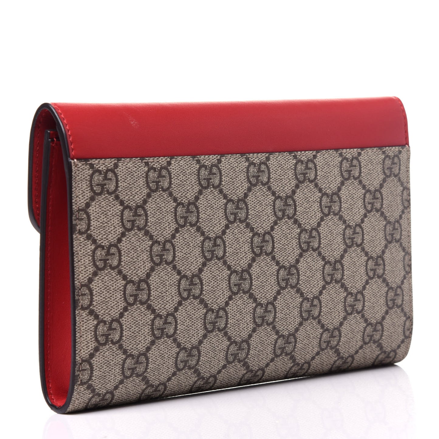 GG Supreme Monogram Mini Peony Pearly Clutch Red
