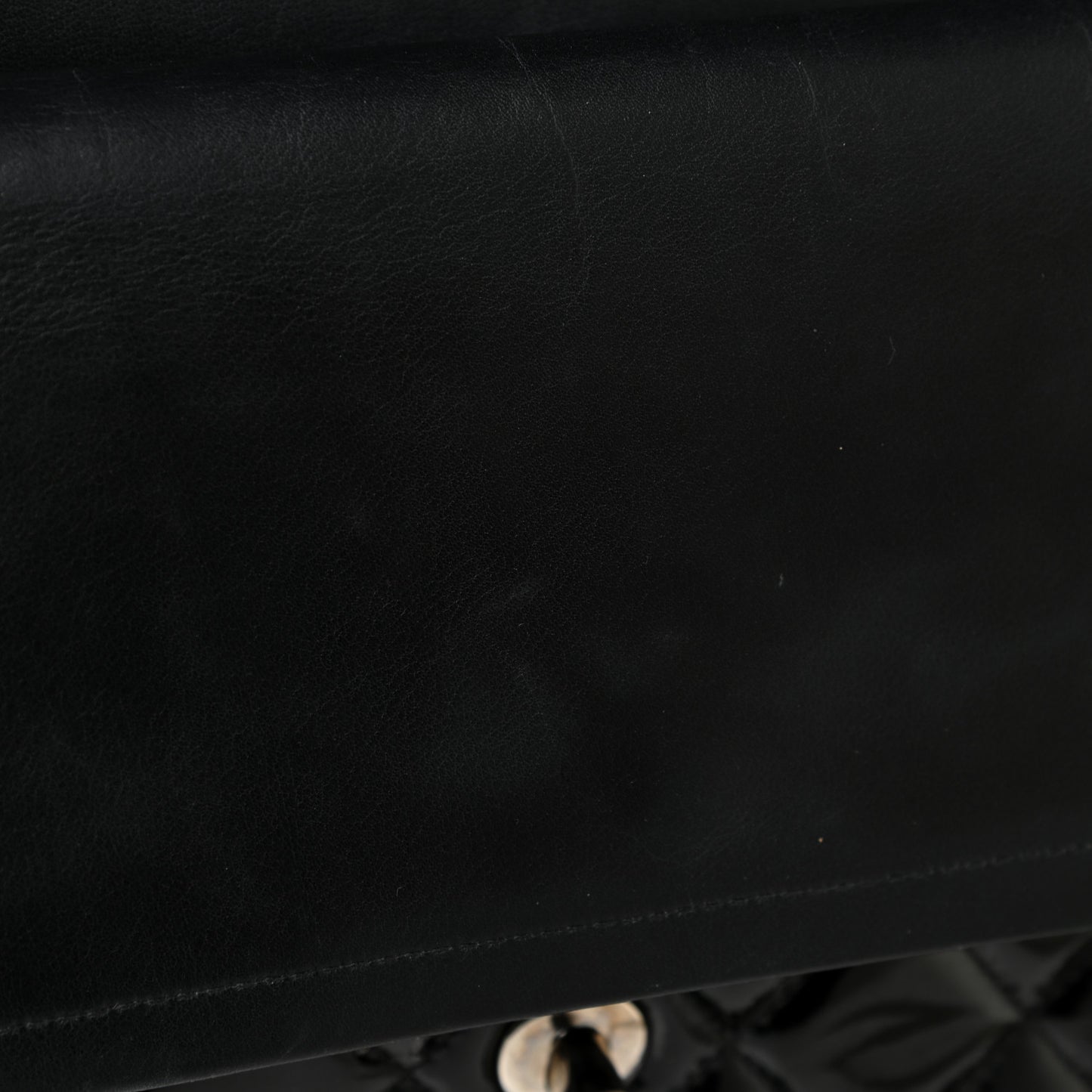 Patent Quilted Jumbo Double Flap Black