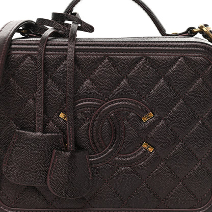Chanel Iridescent Caviar Quilted Medium CC Filigree Vanity Case Burgundy 8 of 14
