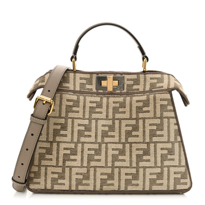 Fendi Chenille Vitello Seta FF Small Peekaboo I SEE U Satchel Tortora Nuvola 1 of 11