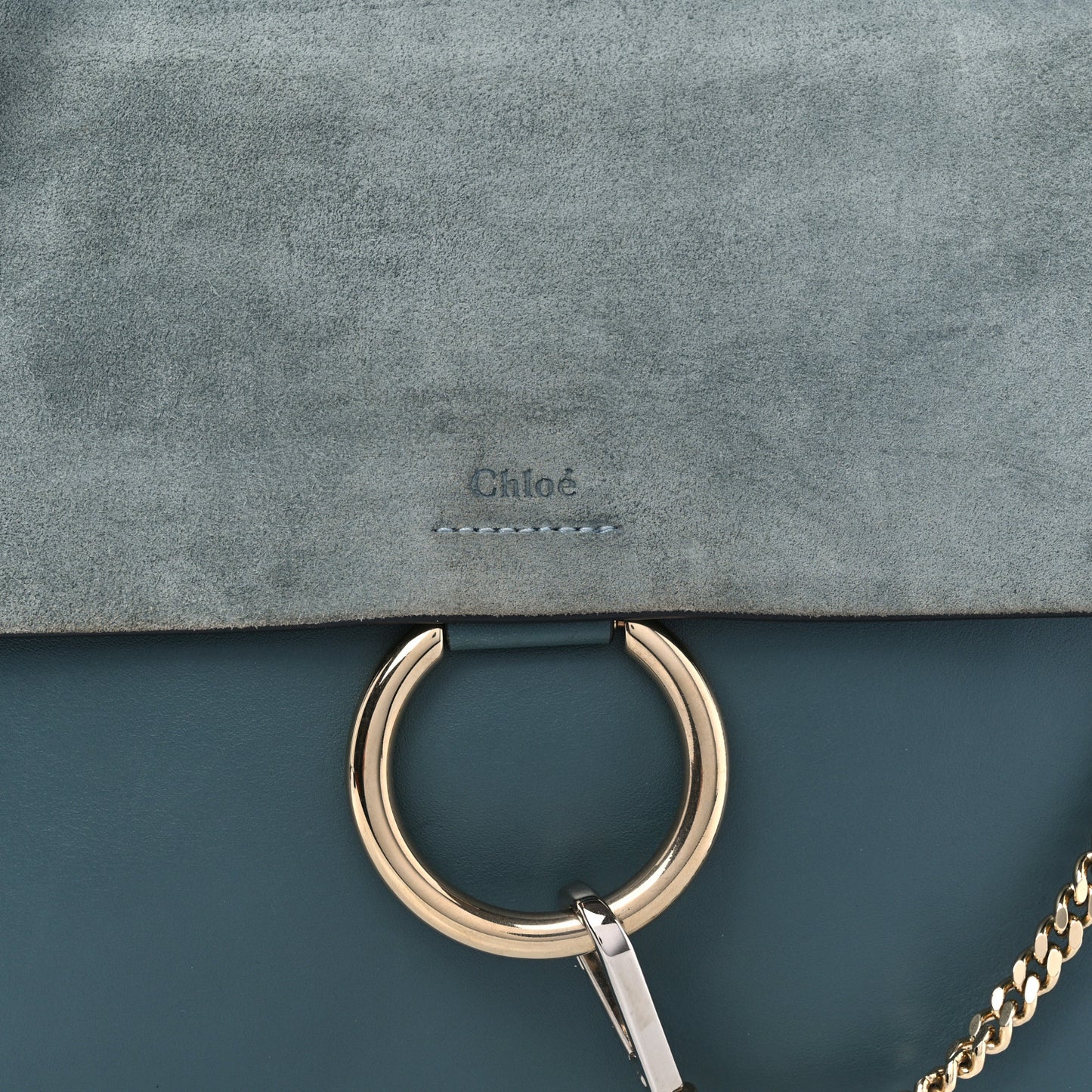 Suede Calfskin Medium Faye Shoulder Bag Cloudy Blue