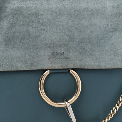 Chloe Suede Calfskin Medium Faye Shoulder Bag Cloudy Blue 7 of 9