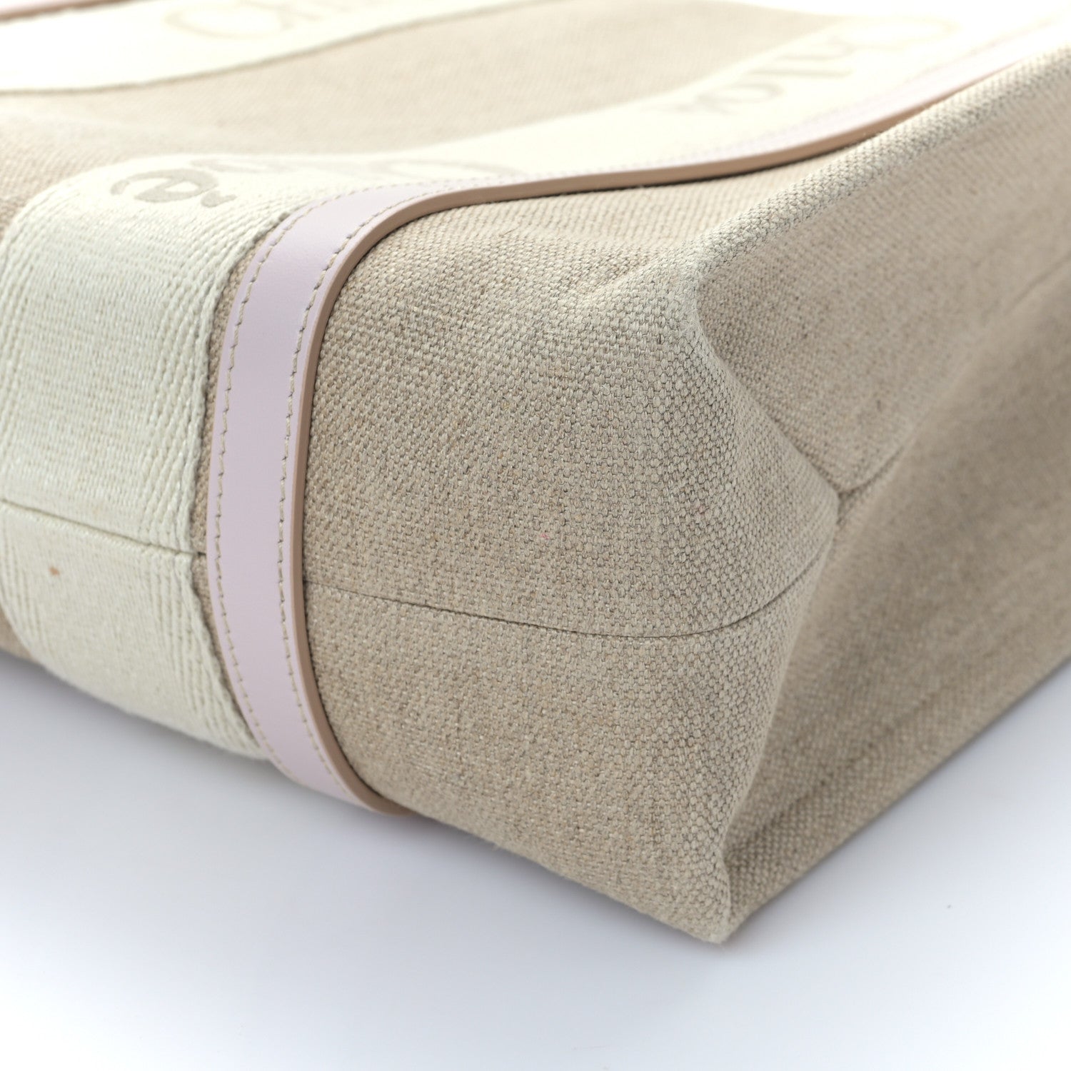 Chloe Linen Calfskin Medium Woody Ribbon Tote Cement Pink 8 of 8