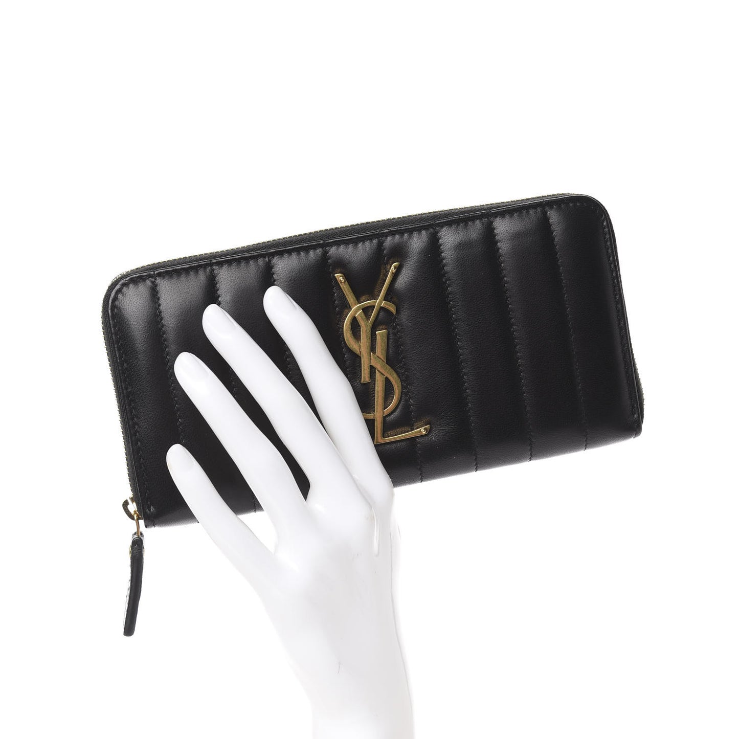 Lambskin Matelasse Monogram Vicky Continental Wallet Black