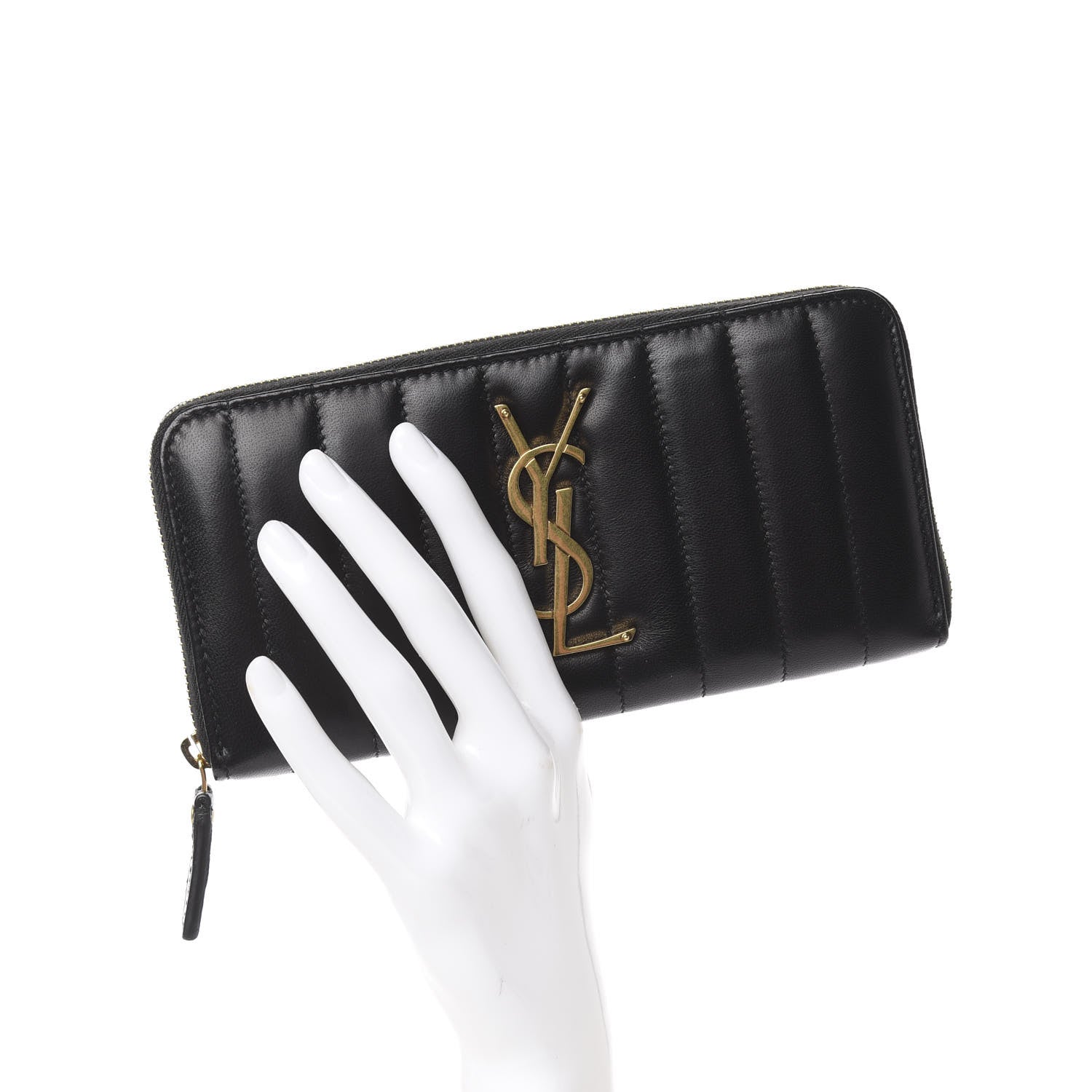 Saint Laurent Lambskin Matelasse Monogram Vicky Continental Wallet Black 2 of 8