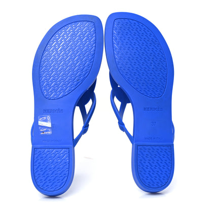 Hermes Rubber Womens Egerie Sandals  37 Bleu Outremer 5 of 9