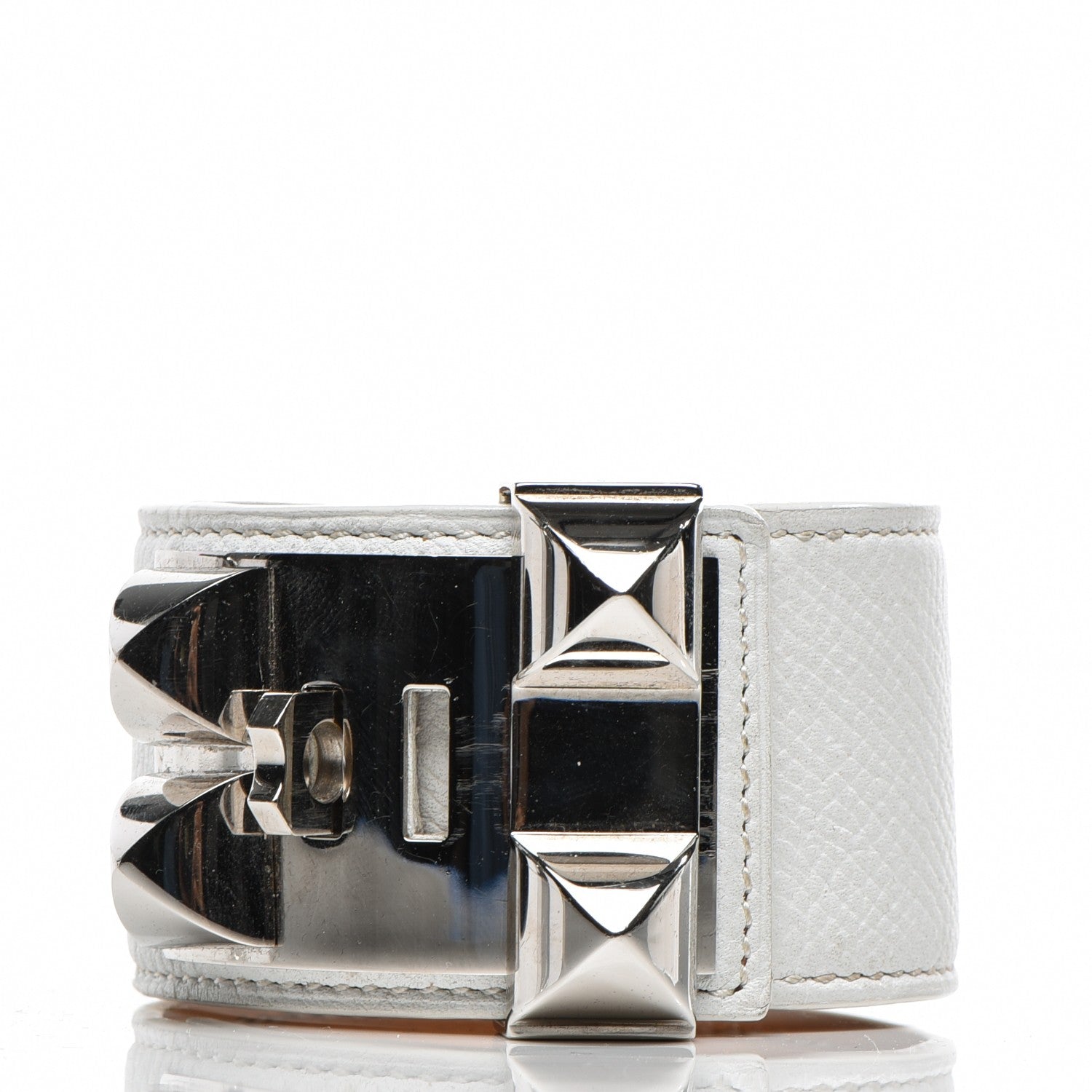 Hermes Epsom Collier de Chien CDC Bracelet L White 3 of 7