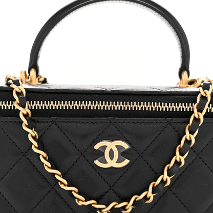 Chanel Lambskin Quilted Small Top Handle Vanity Case With Chain Black 8 of 11