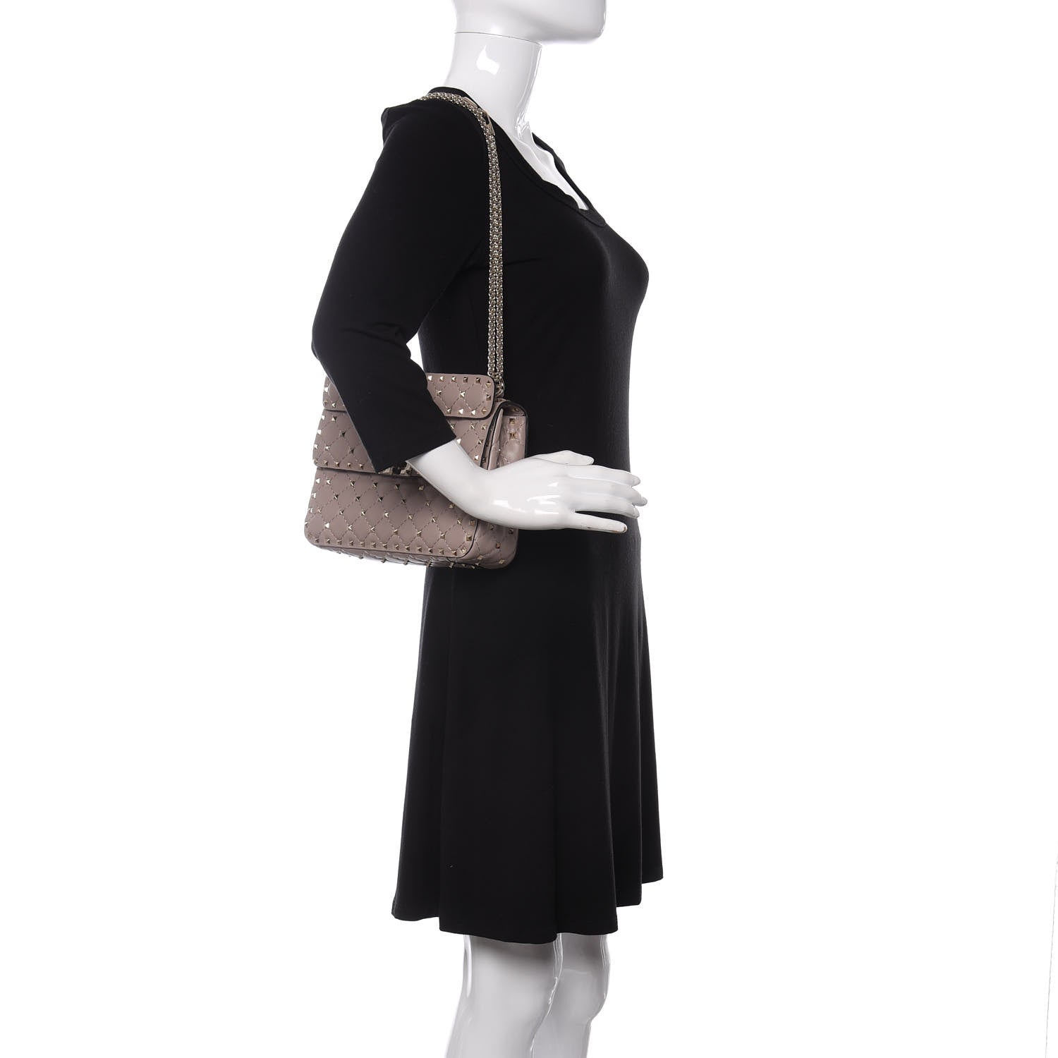 Valentino Garavani Lambskin Medium Rockstud Spike Shoulder Bag Poudre 2 of 9