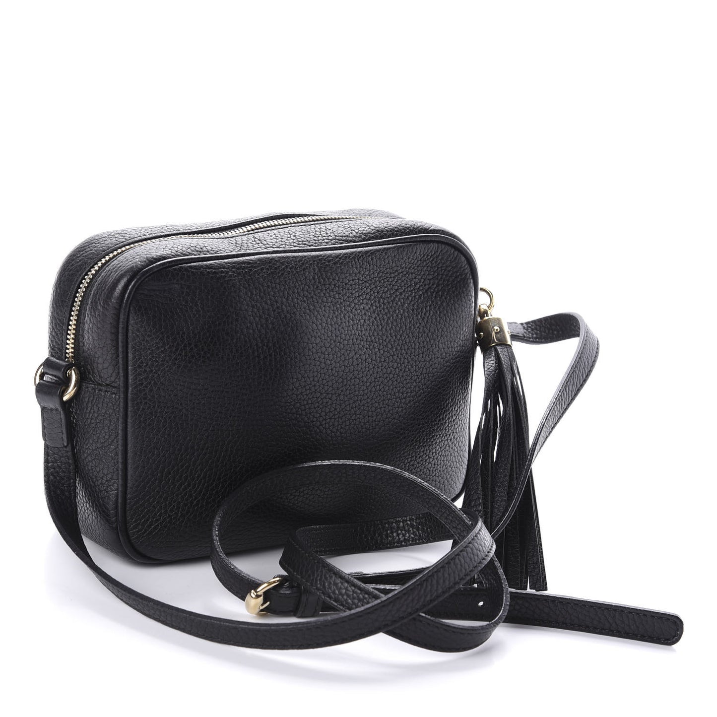 Pebbled Calfskin Small Soho Disco Bag Black