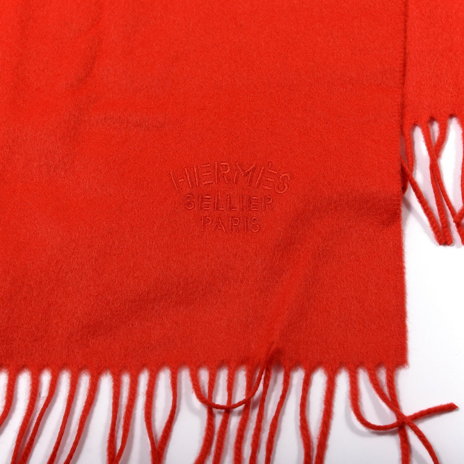 Hermes Cashmere Fringe Scarf Red 3 of 4