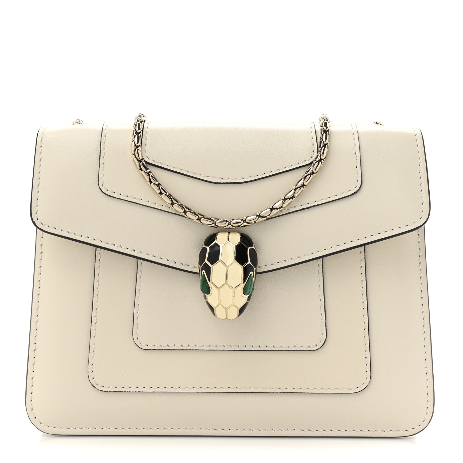Bulgari Calfskin Small Serpenti Forever Crossbody Bag White Agate 1 of 14