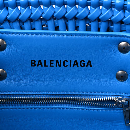 Balenciaga Varnished Faux Calfskin Braided XS Bistro Basket Blue 6 of 8
