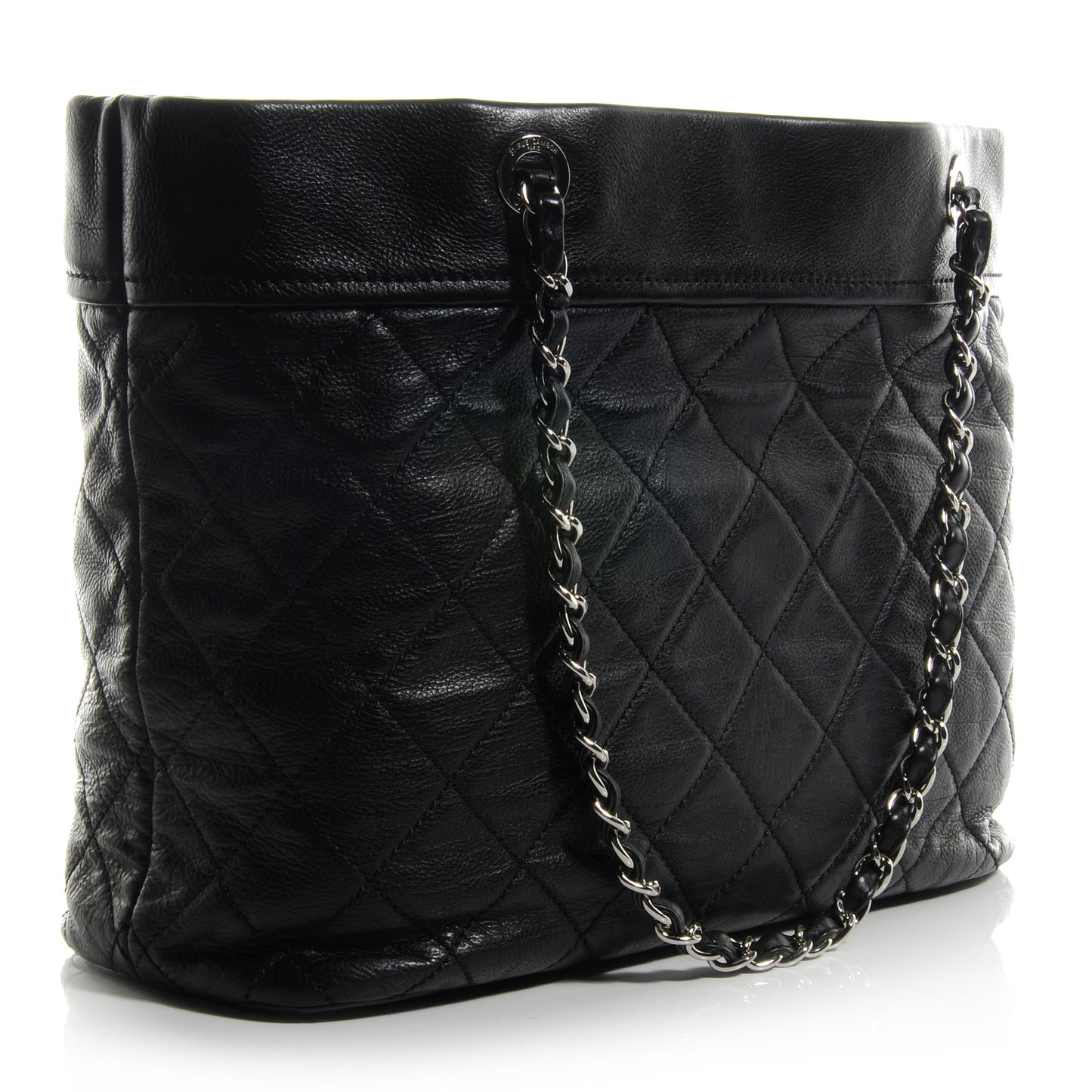 Calfskin Large Front Flap Tote Black