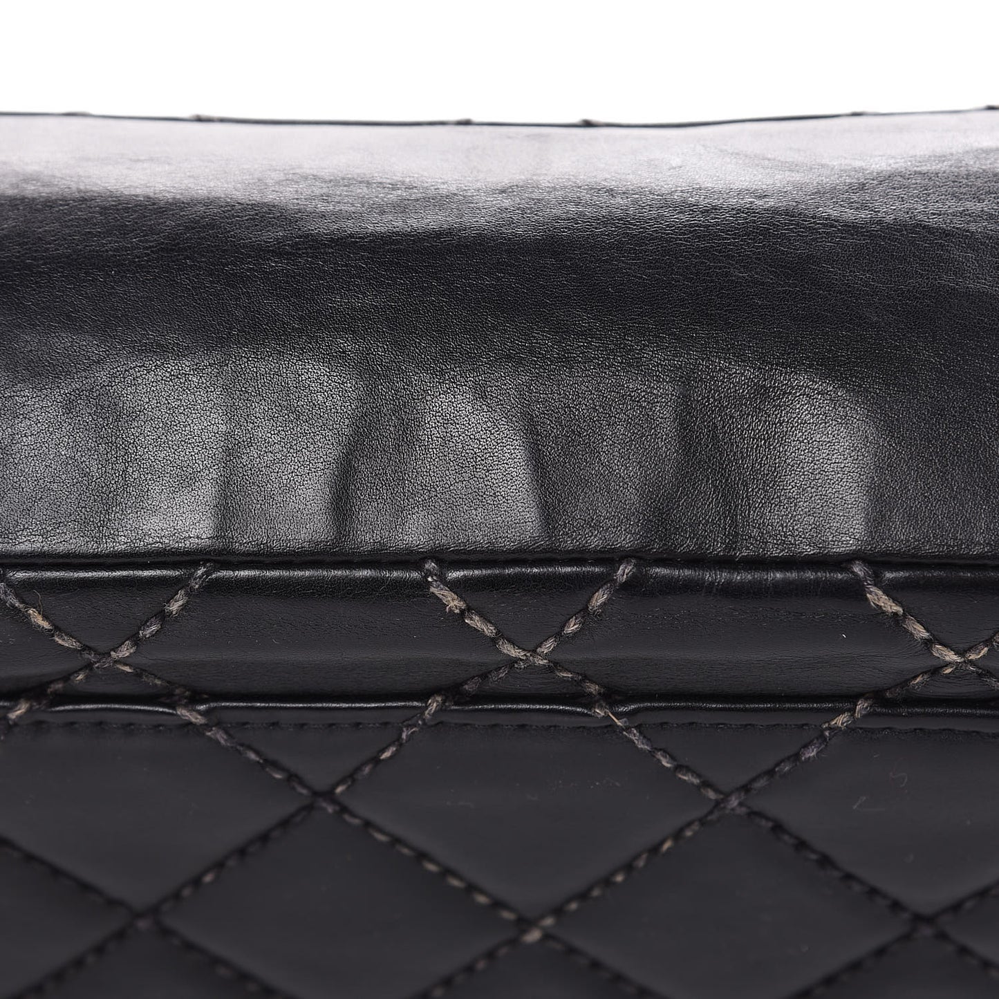 Calfskin Quilted Wild Stitch Flap Black