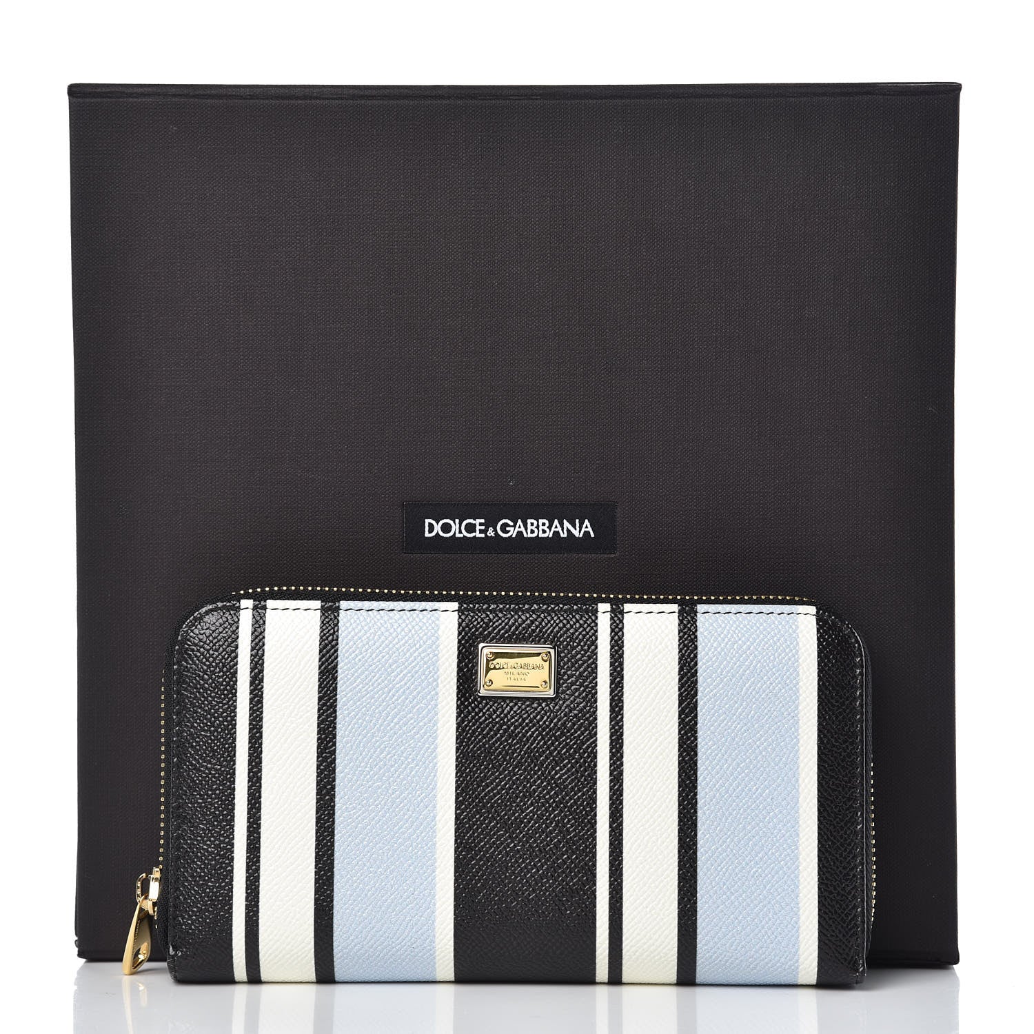 Dolce & Gabbana Dauphine Striped Zip Around Wallet Black 10 of 10