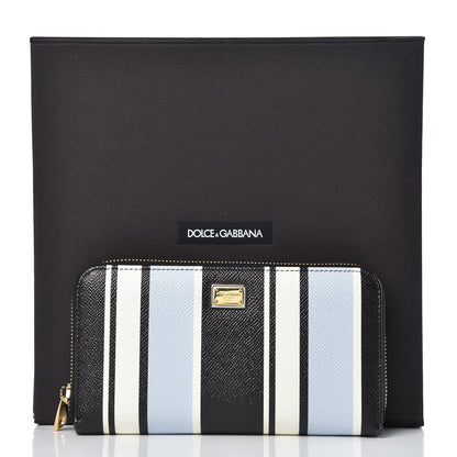 Dolce & Gabbana Dauphine Striped Zip Around Wallet Black 10 of 10