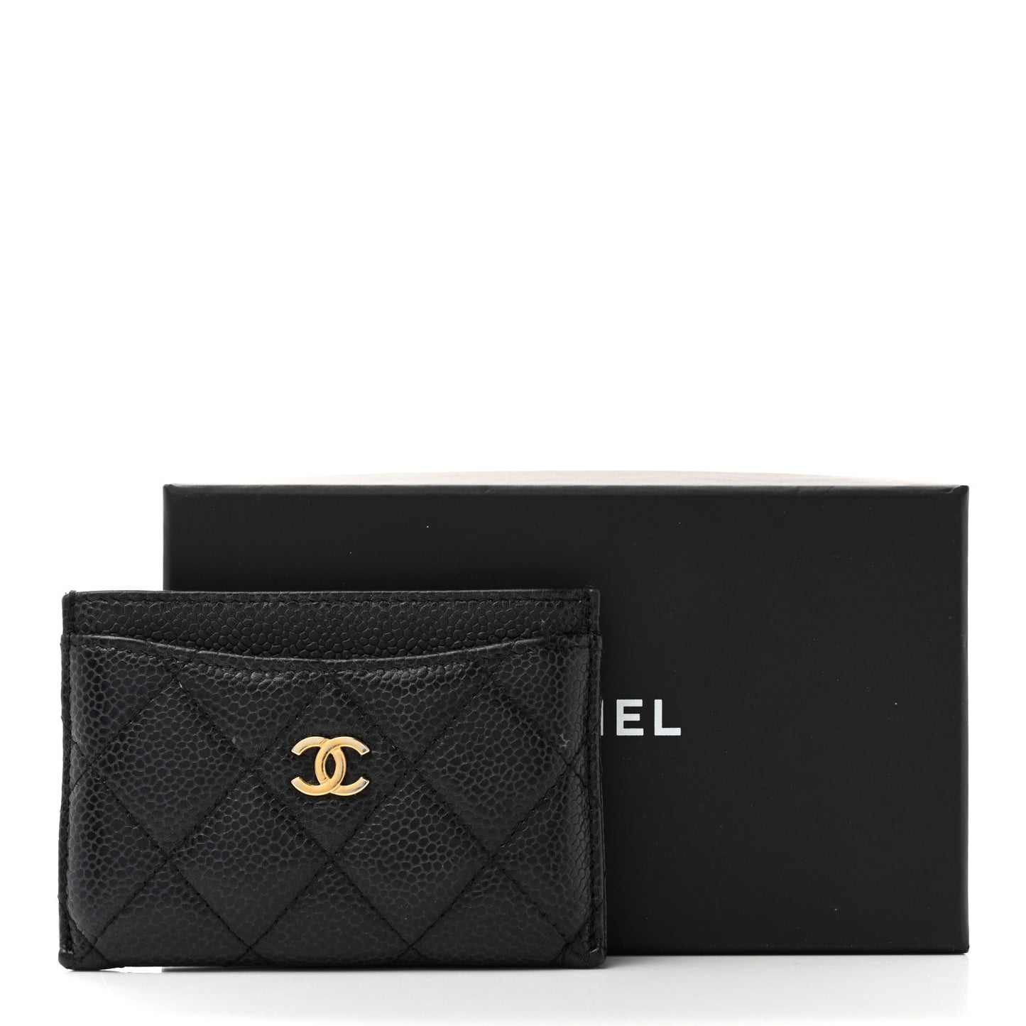 Caviar Quilted Card Holder Black