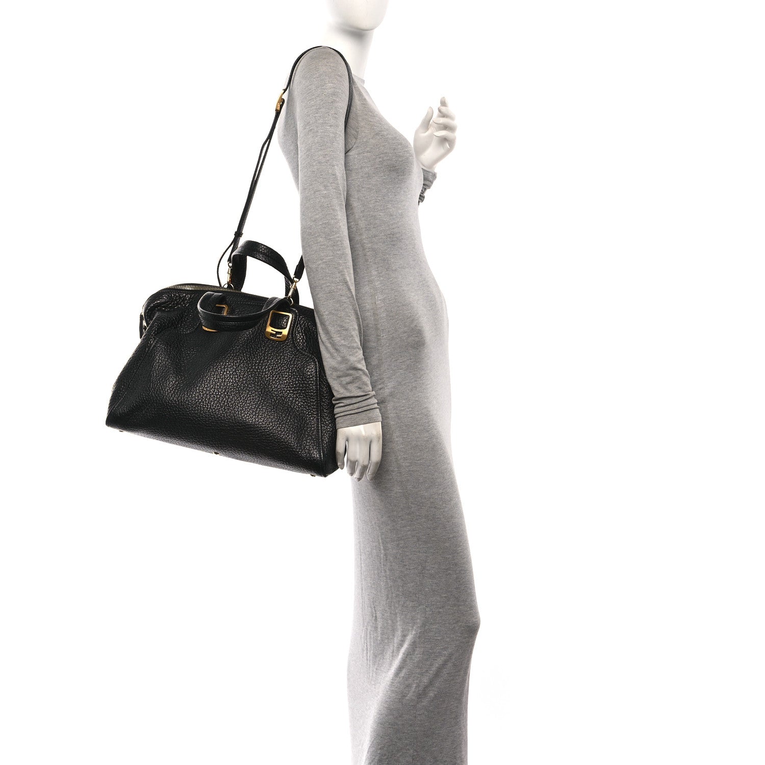 Fendi Pebbled Calfskin Large Chameleon Tote  Black 2 of 10