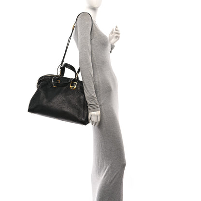 Fendi Pebbled Calfskin Large Chameleon Tote  Black 2 of 10