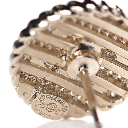 Chanel Metal Chain CC Round Earrings Gold Blue 4 of 5