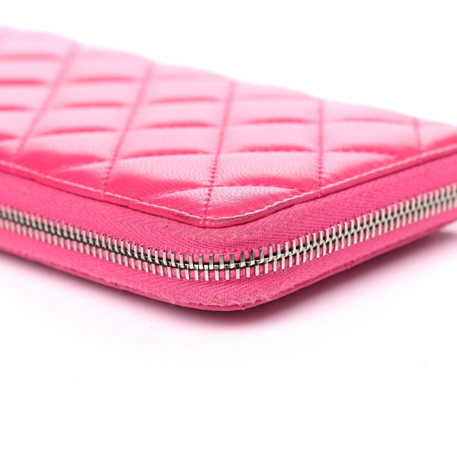Chanel Lambskin Quilted Large Gusset Zip Around Wallet Fuchsia 10 of 12
