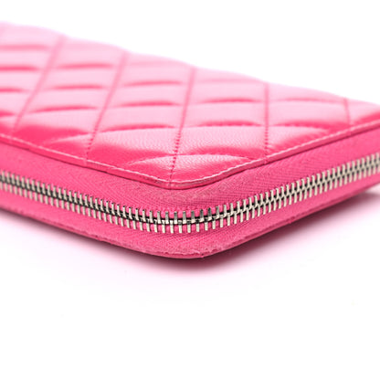 Chanel Lambskin Quilted Large Gusset Zip Around Wallet Fuchsia 10 of 12