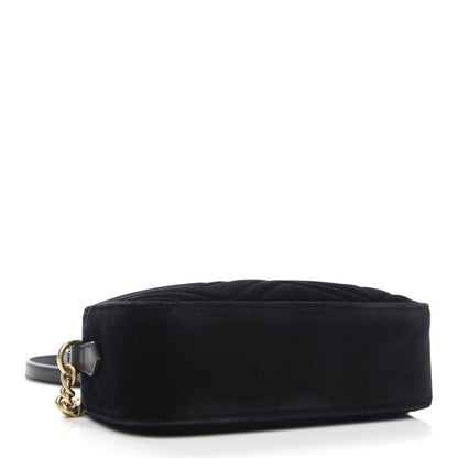 Gucci Velvet Matelasse Small GG Marmont Chain Shoulder Bag Black 4 of 12