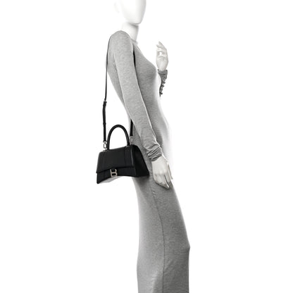 Balenciaga Grained Calfskin Small Hourglass Top Handle Bag Black 2 of 10