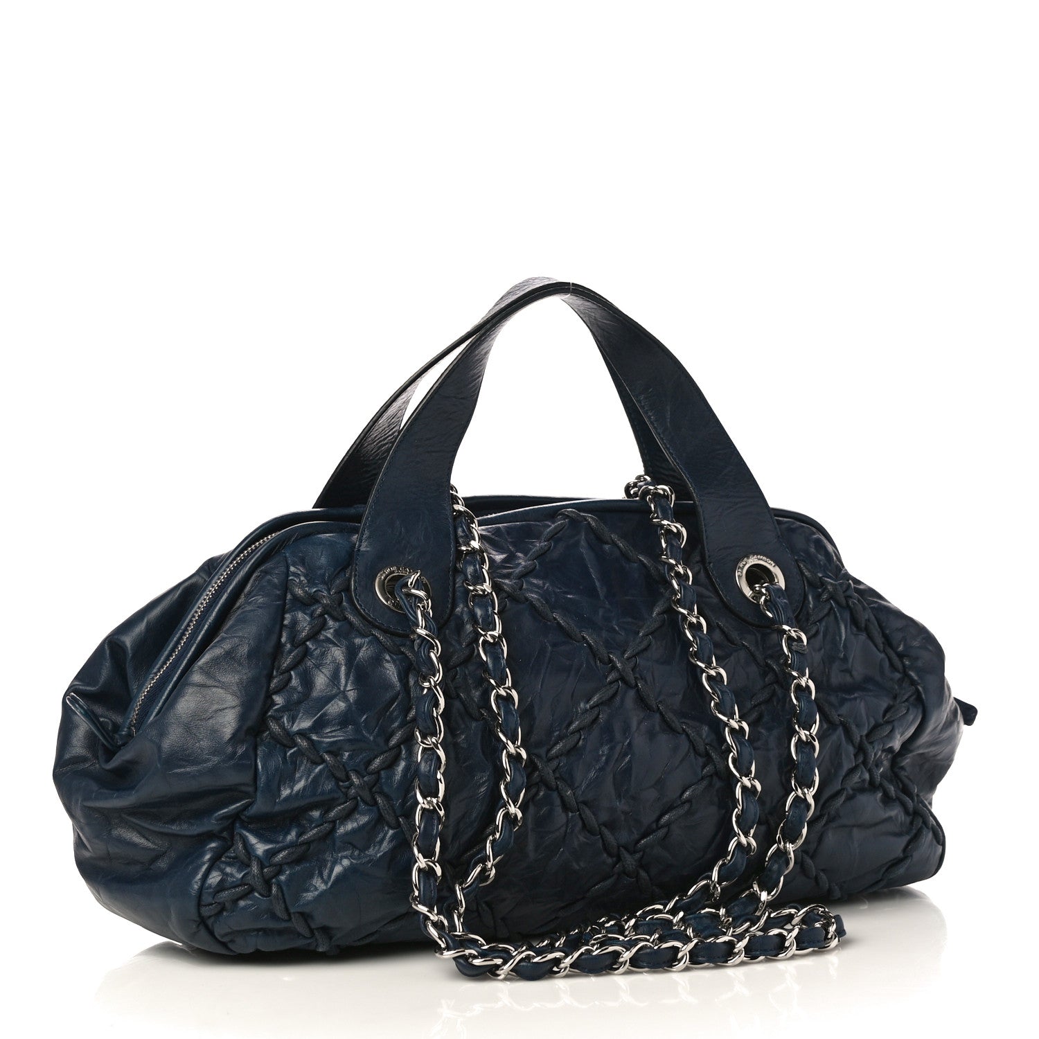 Chanel Calfskin Ultra Stitch Bowler Navy 3 of 12